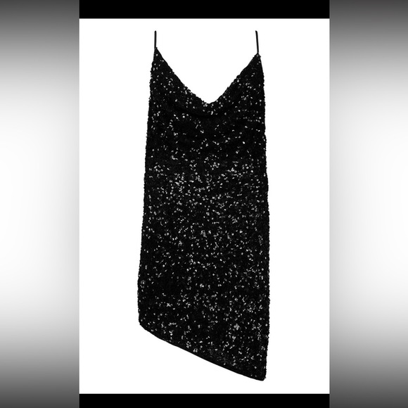 Boohoo Full Sequin Cowl Neck Asymmetric Mini Dress - Picture 2 of 2